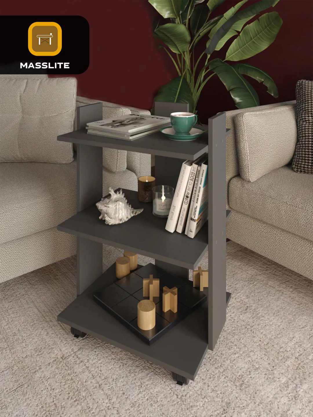 Журнальный столик MassLite DD-000784, 40.6x51.2x80 см, графит купить,NaN