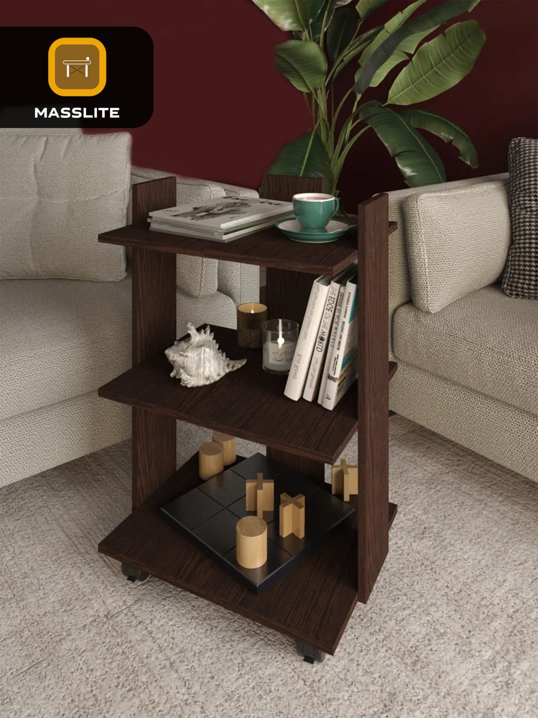 Журнальный столик MassLite DD-000787, 40.6x51.2x80 см, темно-коричневый купить,NaN