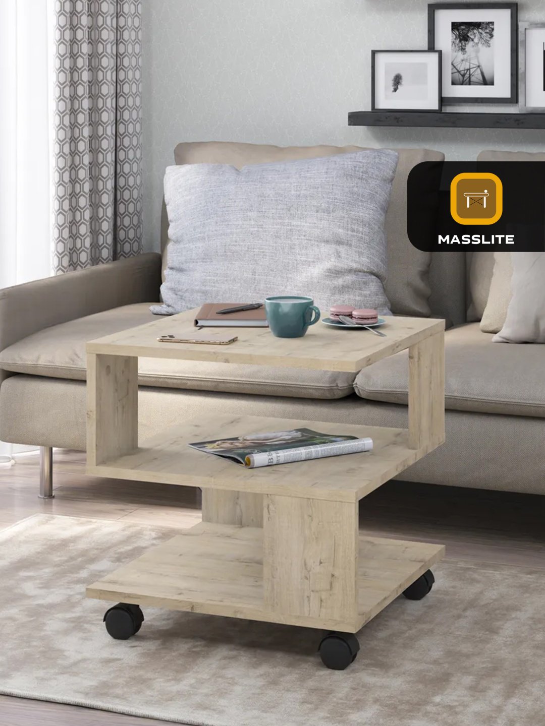Журнальный столик MassLite DD-000816, 45x45x46.5 см, светло-коричневый купить,NaN