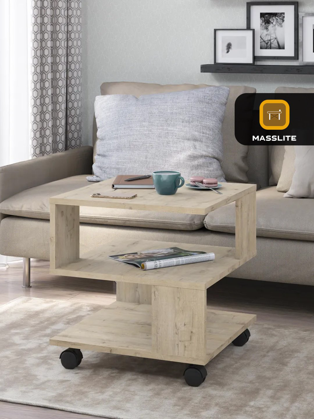Журнальный столик MassLite DD-000816, 45x45x46.5 см, светло-коричневый купить,NaN