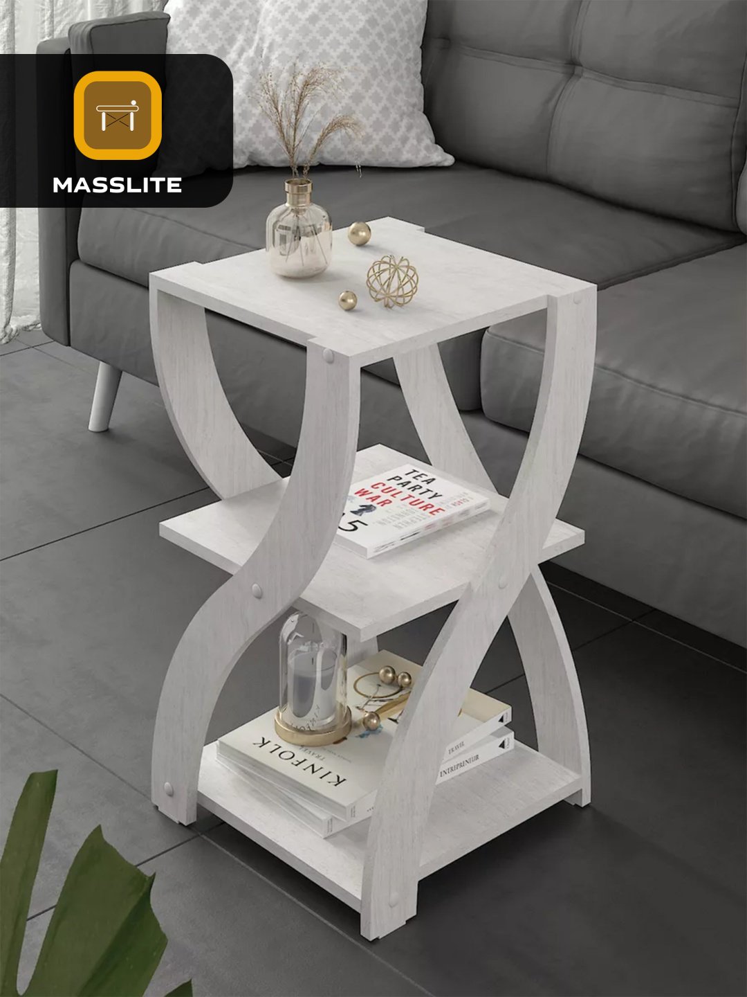 Журнальный столик MassLite DD-000799, 40x40x66.2 см, светло серый купить,NaN