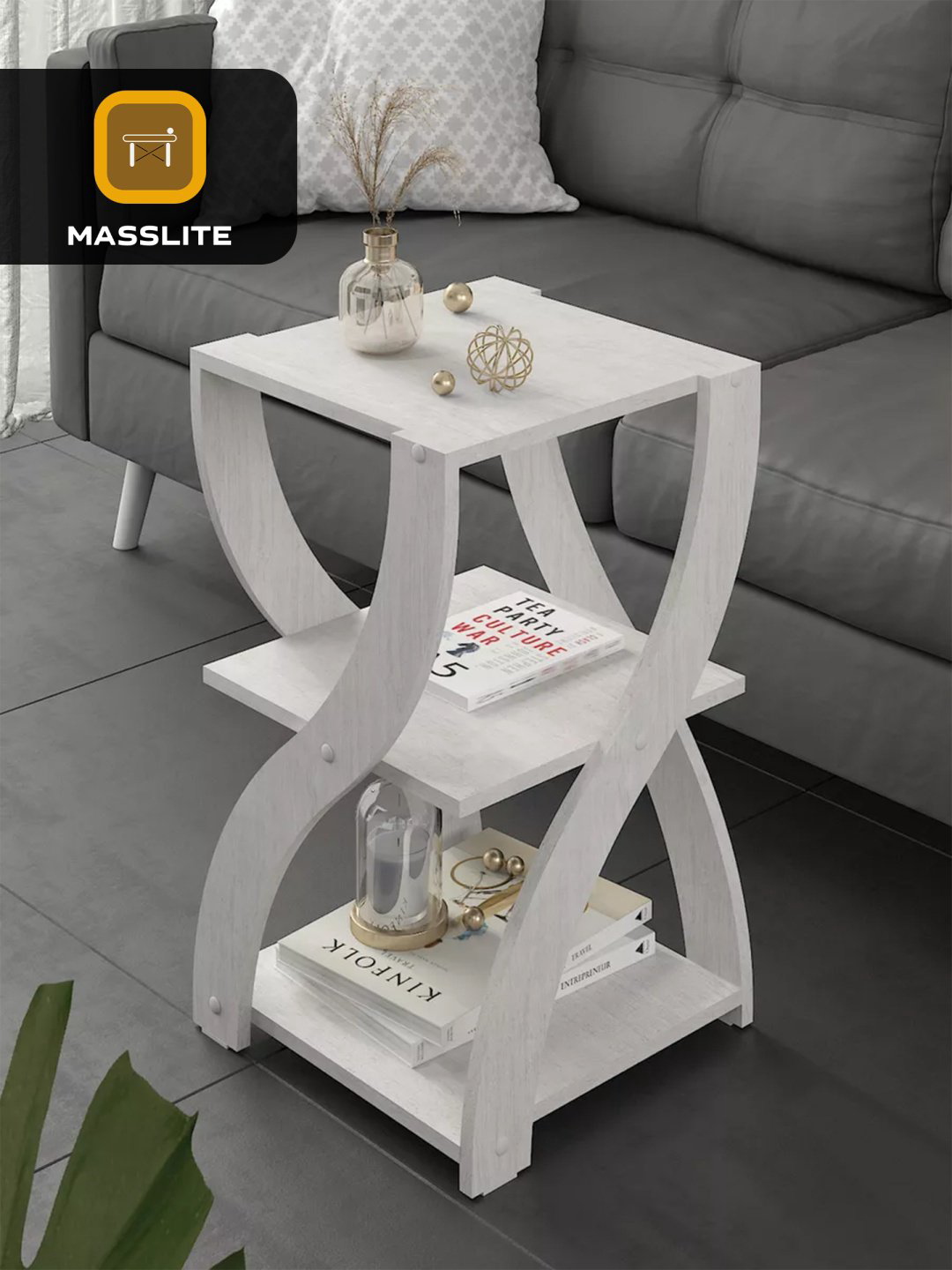 Журнальный столик MassLite DD-000799, 40x40x66.2 см, светло серый купить,NaN