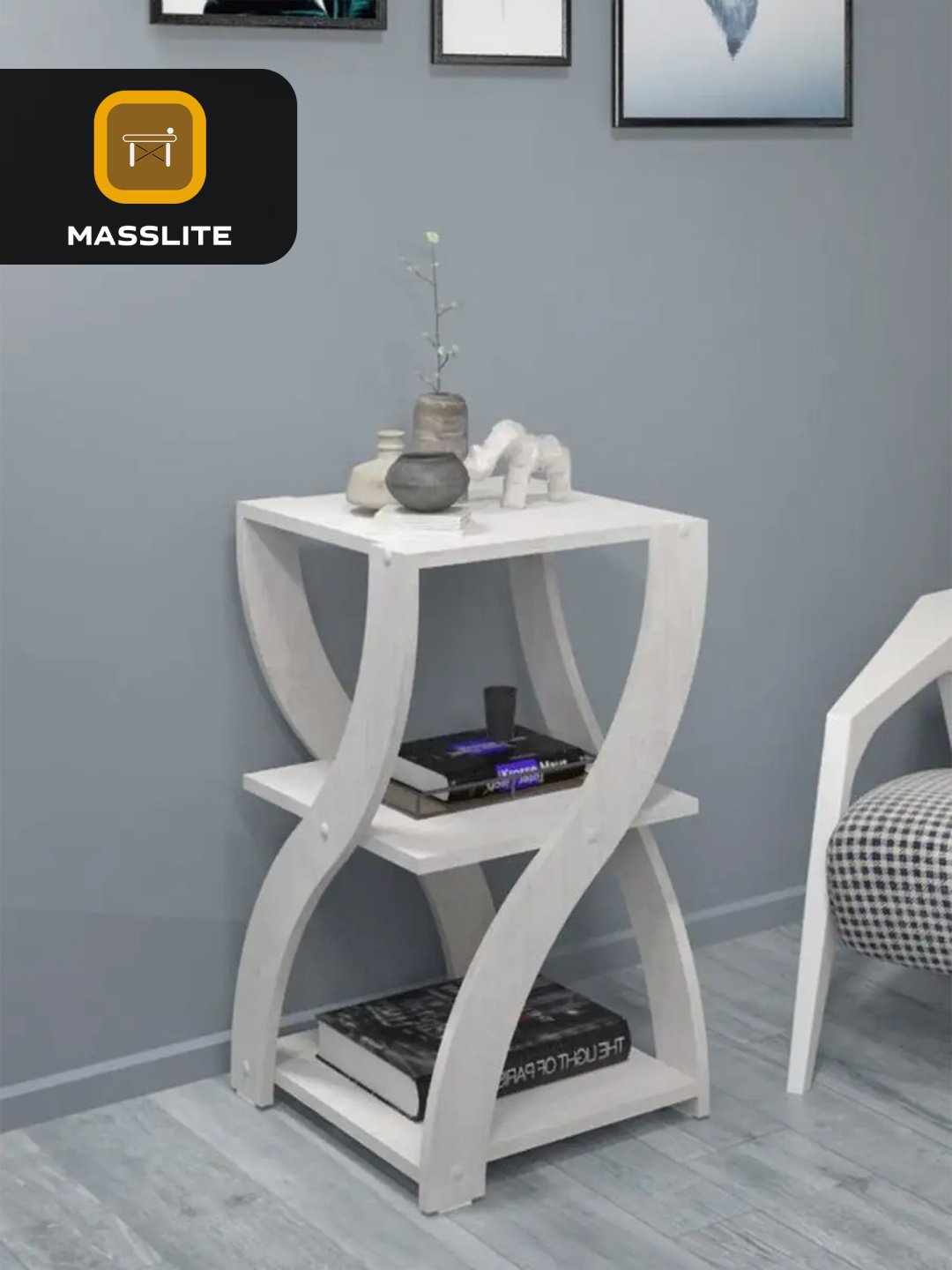Журнальный столик MassLite DD-000799, 40x40x66.2 см, светло серый купить,NaN
