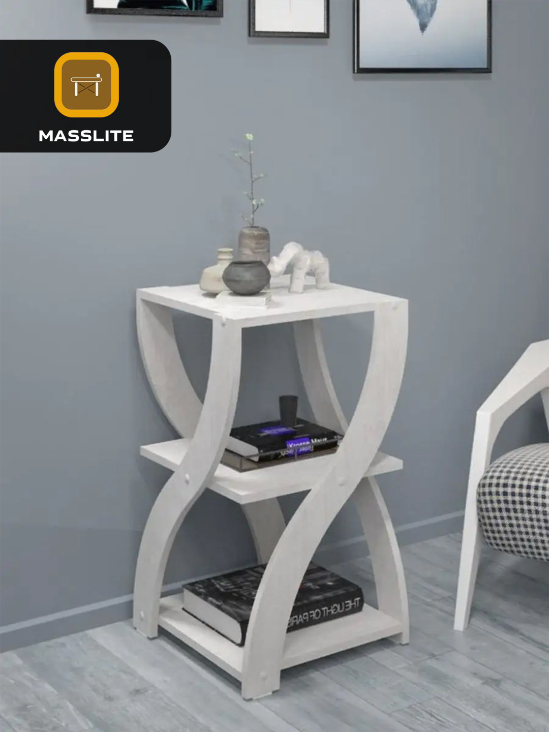 Журнальный столик MassLite DD-000799, 40x40x66.2 см, светло серый купить,NaN