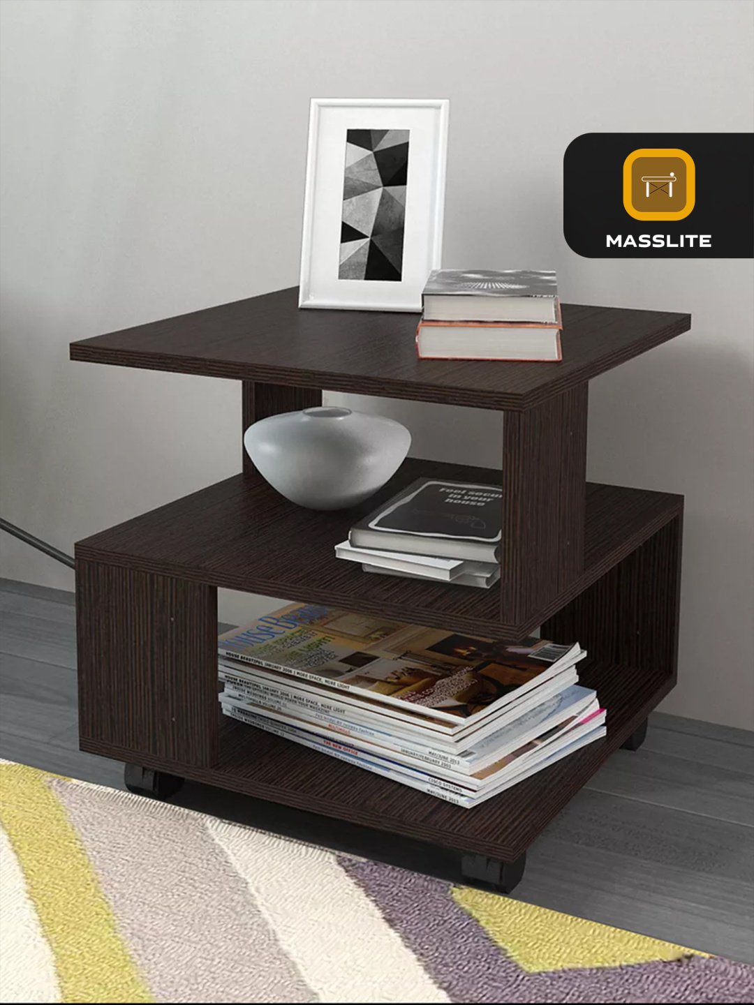 Журнальный столик MassLite DD-000815, 45x45x46.5 см, темно-коричневый купить,NaN