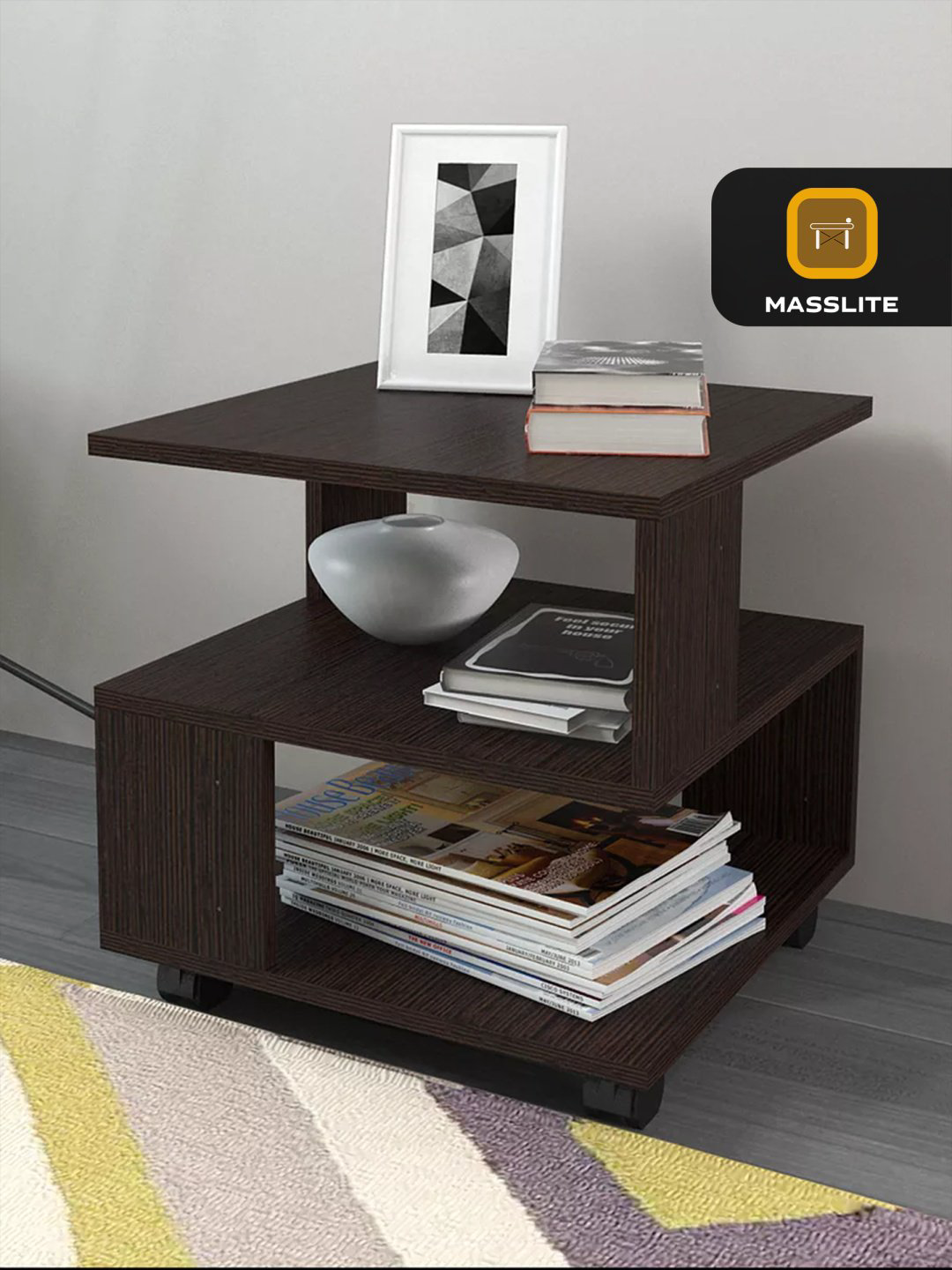 Журнальный столик MassLite DD-000815, 45x45x46.5 см, темно-коричневый купить,NaN