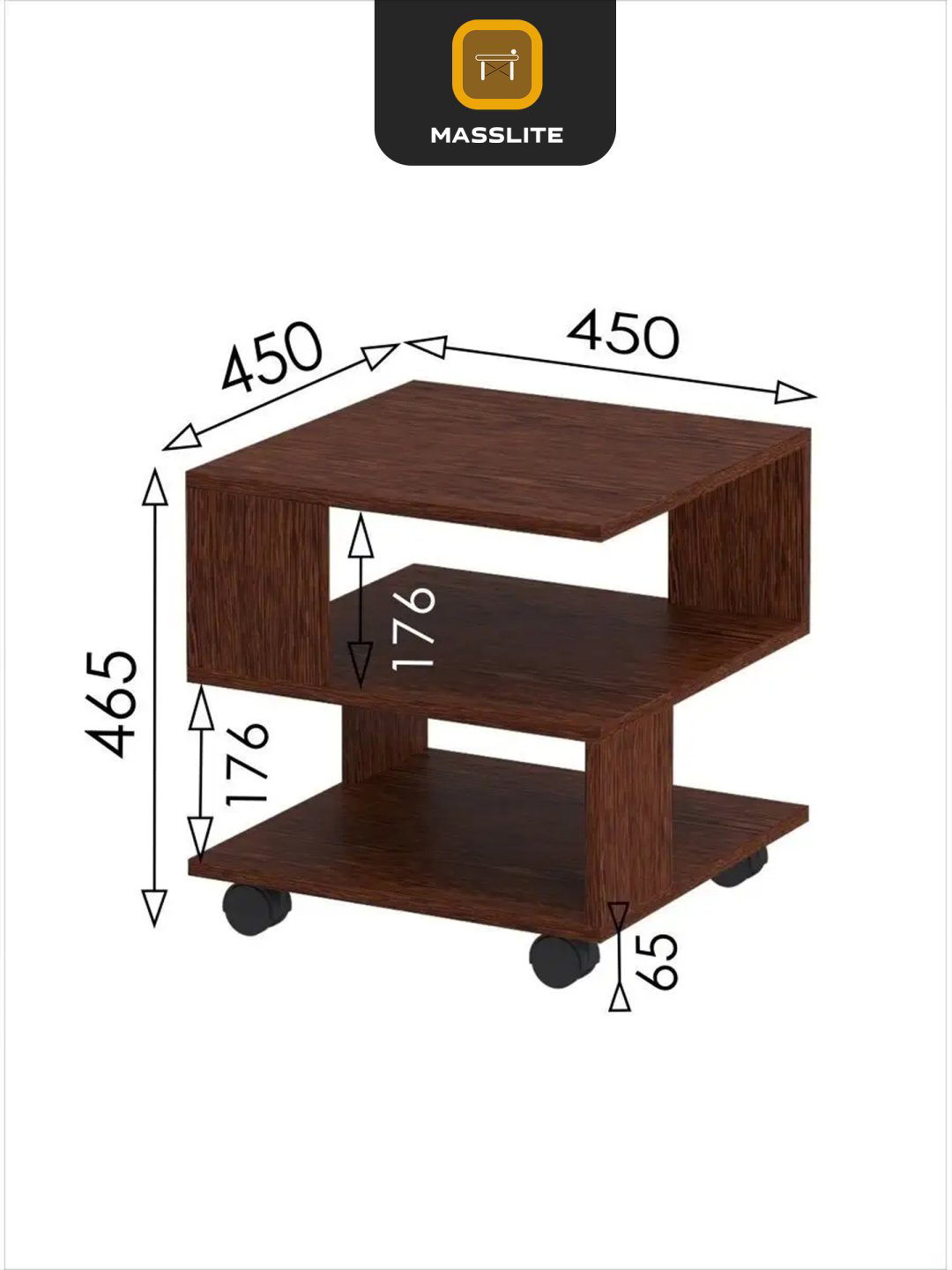 Журнальный столик MassLite DD-000815, 45x45x46.5 см, темно-коричневый купить,NaN