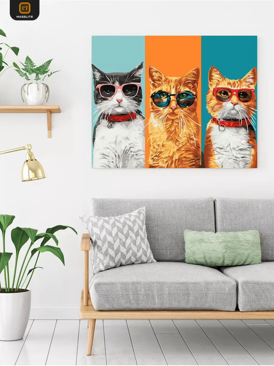 Картина MassLite Стильные коты холст на подрамнике 40x50 см купить,NaN