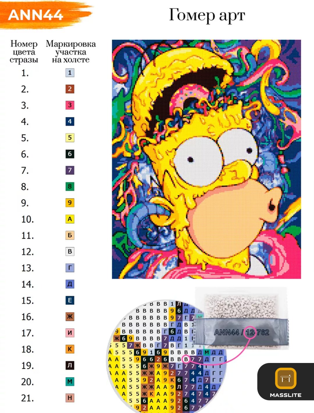 Картина MassLite Гомер Симпсон Simpsons холст на подрамнике 50x40 см купить,NaN