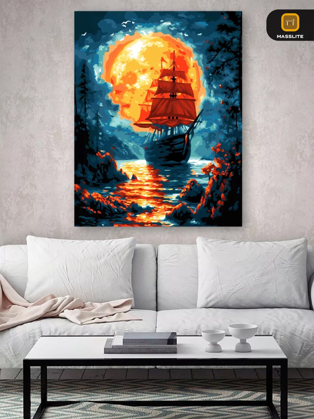 Картина MassLite Корабль в лунном свете холст на подрамнике 40x50 см купить,NaN