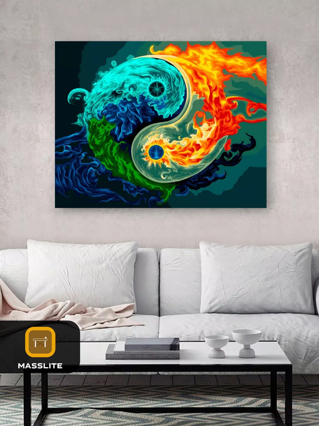 Картина MassLite Инь и Янь - Вода и Огонь холст на подрамнике 40x50 см купить,NaN