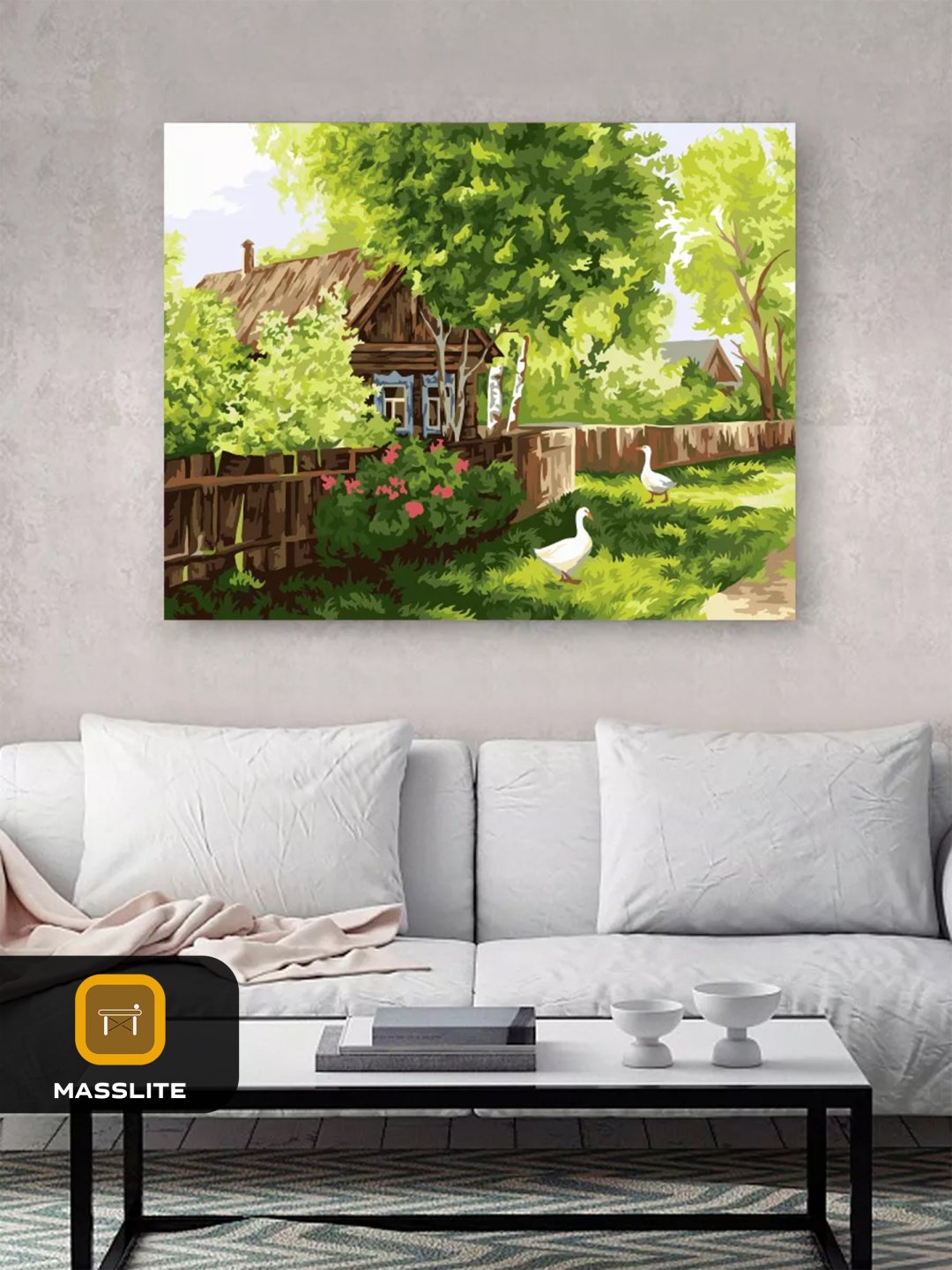 Картина MassLite Гуси в деревне холст на подрамнике 40x50 см купить,NaN