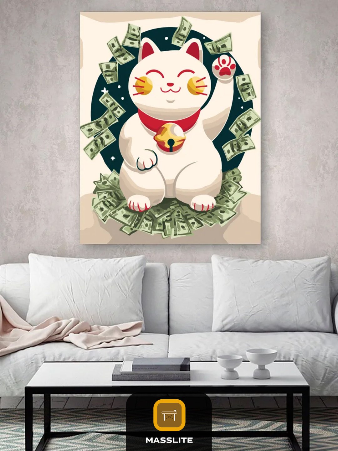 Картина MassLite Денежный кот холст на подрамнике 50x40 см купить,NaN