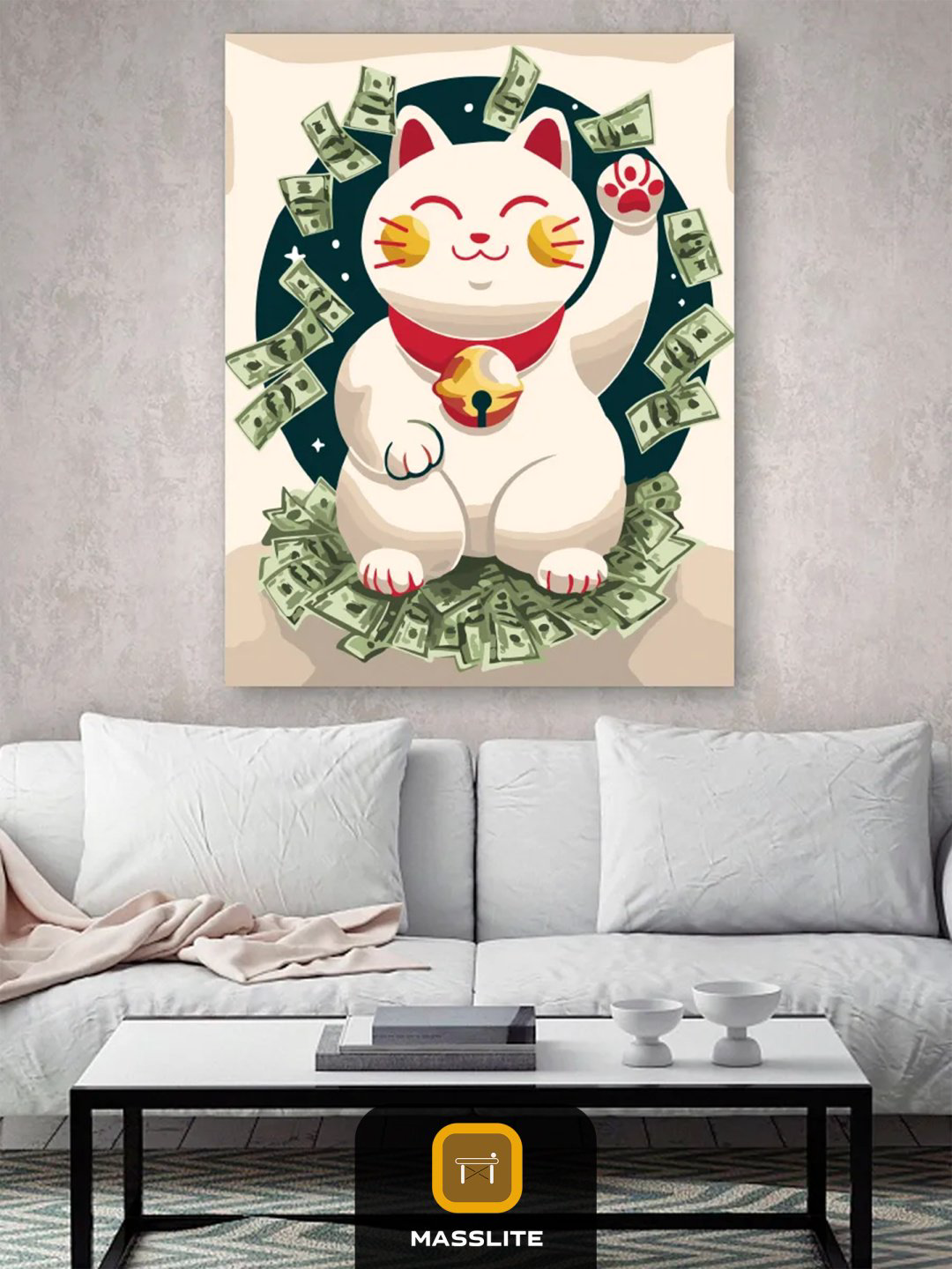 Картина MassLite Денежный кот холст на подрамнике 50x40 см купить,NaN