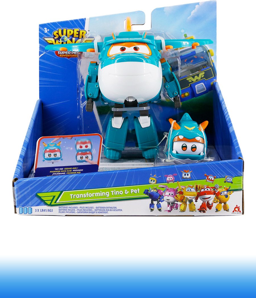 Трансформер Super Wings Супер Крылья Набор Тино с питомцем, высота 14 см купить,NaN