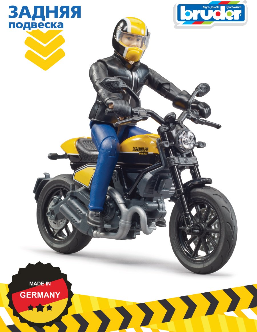 Мотоцикл Bruder Scrambler Ducati с мотоциклистом мультиколор