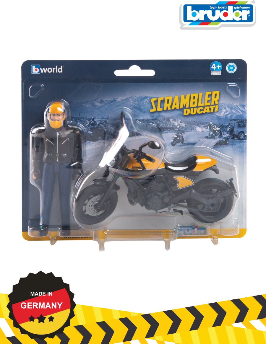 Мотоцикл Bruder Scrambler Ducati с мотоциклистом мультиколор