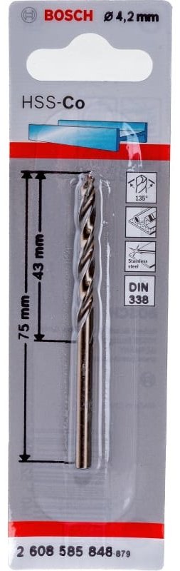Сверло Bosch винтовое 2608585848 4.2 мм, 1 шт. купить,1440