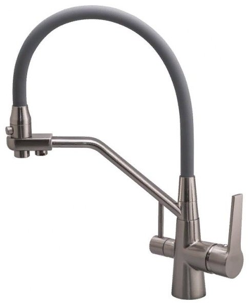 Смеситель с гибким изливом Frap F4374-5, латунь, цвет серый, хром купить,43260