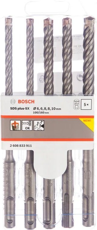 Bosch бур 2608833911 (SDS-plus, 10х100х160 мм) 5 шт купить,7293
