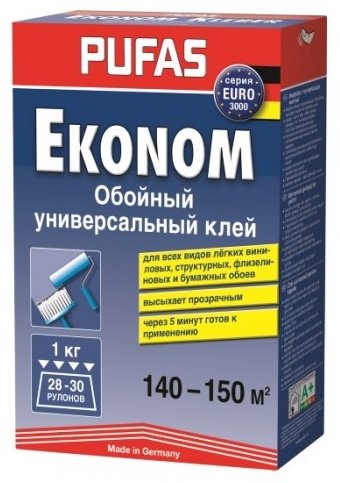Клей обойный PUFAS Ekonom универсальный, 1000 г купить,NaN