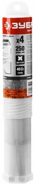 ЗУБР зубило 29230-H4 (SDS-plus, 20х200х250 мм) 4 шт купить,NaN