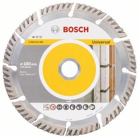 Диск отрезной алмазный 180x22.23х2.4 мм, Bosch Диск алмазный отрезной Stf Universal 180/22.23 (1 шт) BOSCH / 2608615064 купить,76955