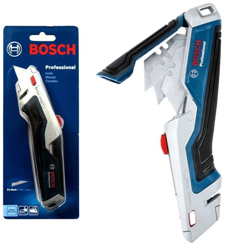 Строительный нож с выдвижным лезвием Bosch Professional, 1600A01V3H 1 шт