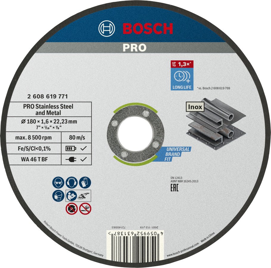 Диск отрезной абразивный 180x22.23х1.6 мм, Bosch 2608619771 купить,982