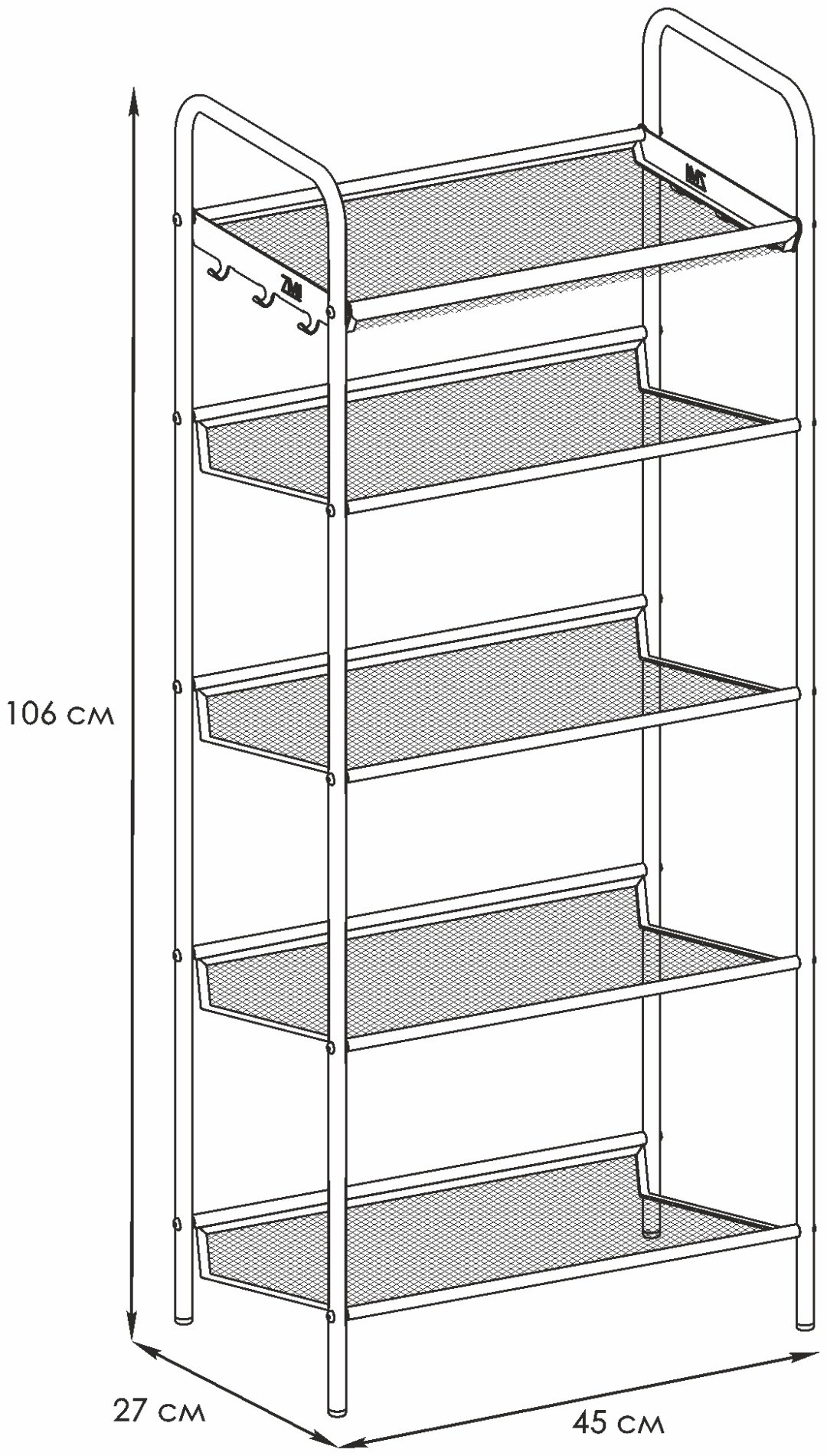 Обувница ЗМИ 46x27x106 см, металл