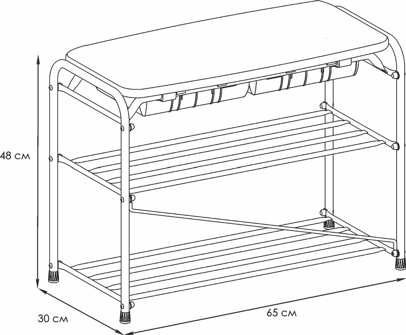 Обувница ЗМИ 65x30x48 см, металл купить,NaN