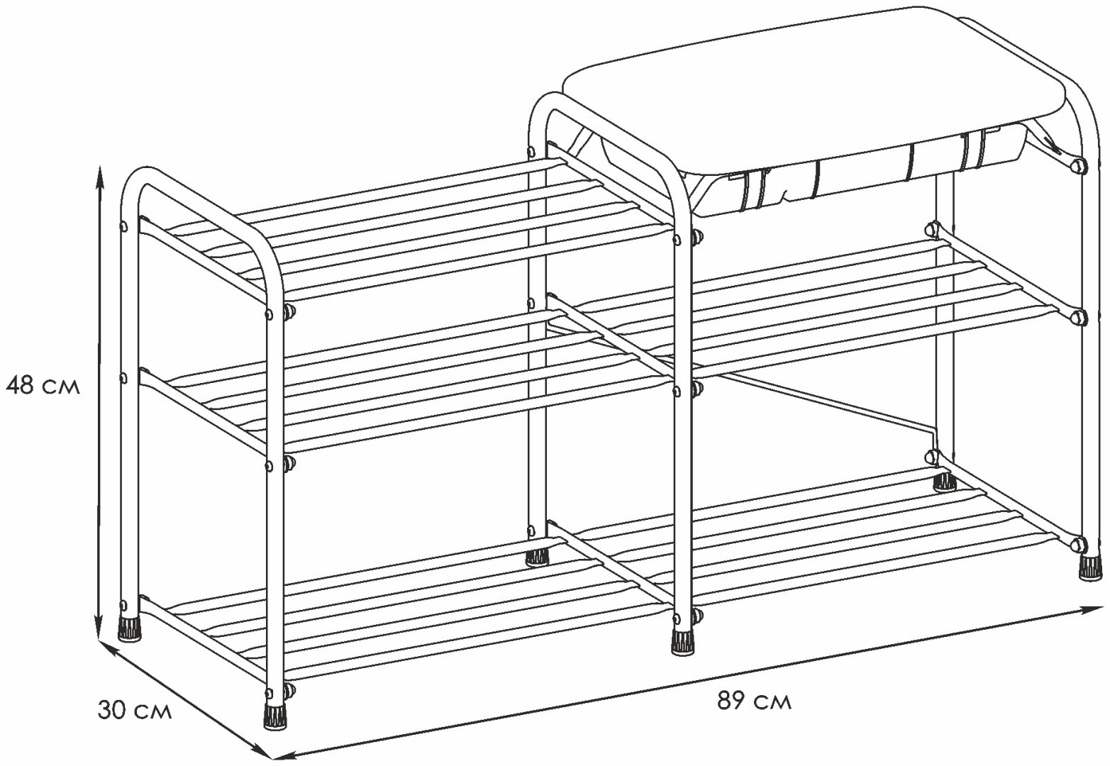 Обувница ЗМИ 89x30x48 см, металл