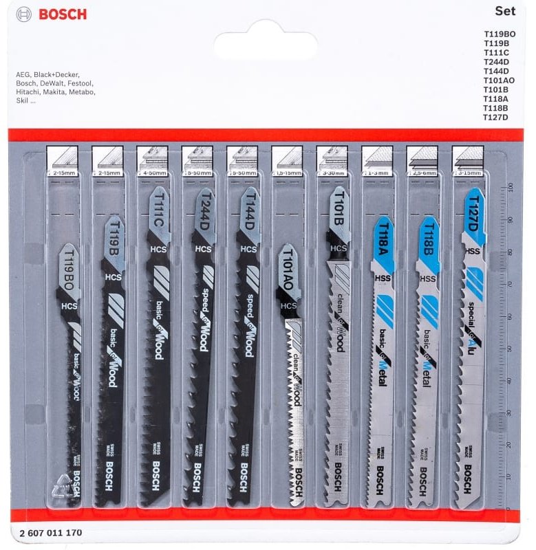 Пилки для лобзика по дереву и металлу 10 шт. Bosch 2607011170 купить,NaN