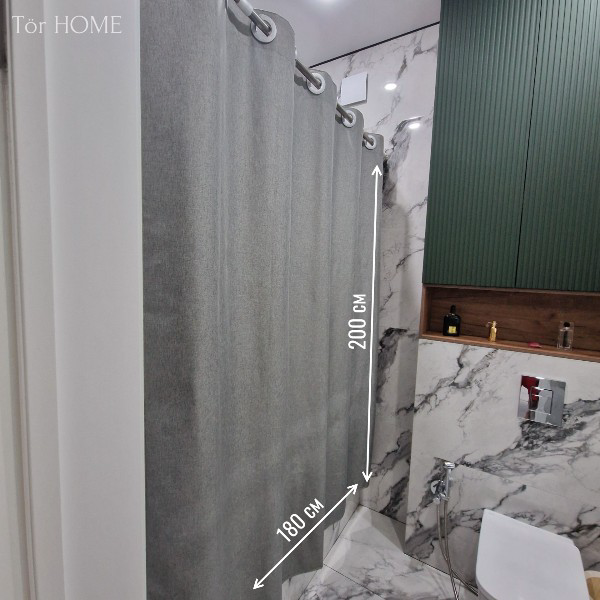 Штора для ванной Төr home 180x200 см серая