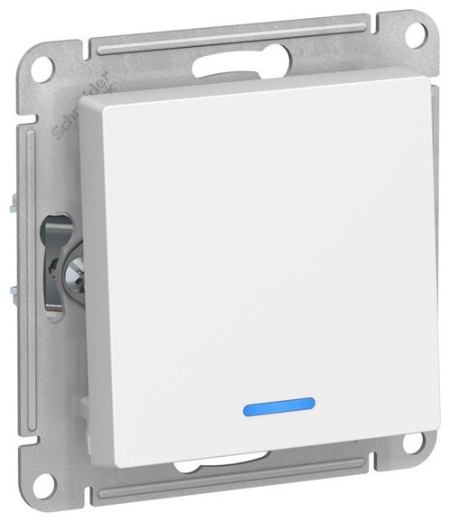 Выключатель клавишный Systeme electric AtlasDesign (сх. 1а) 10AX с подсветкой механизм лотос, белый купить,NaN