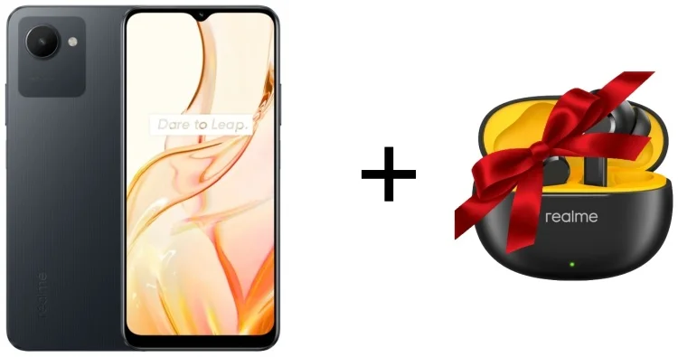 Смартфон Realme C30S 2/32Gb Stripe Black + Подарок Наушники Realme Buds T100 Black купить,NaN