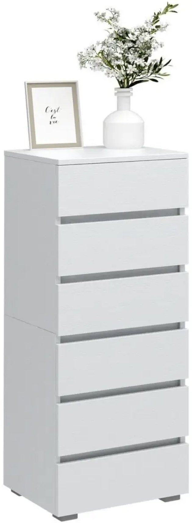 Комод 6 ящиков, 40.40x32.40x103.7 см, белый купить,NaN