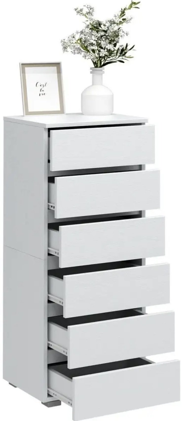 Комод 6 ящиков, 40.40x32.40x103.7 см, белый купить,NaN