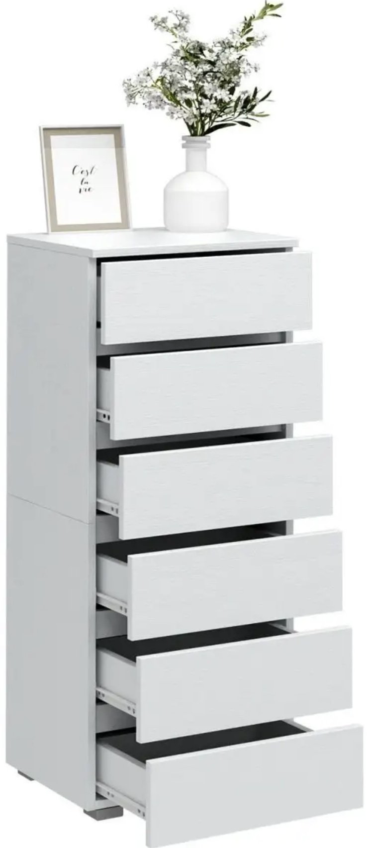 Комод 6 ящиков, 40.40x32.40x103.7 см, белый купить,NaN