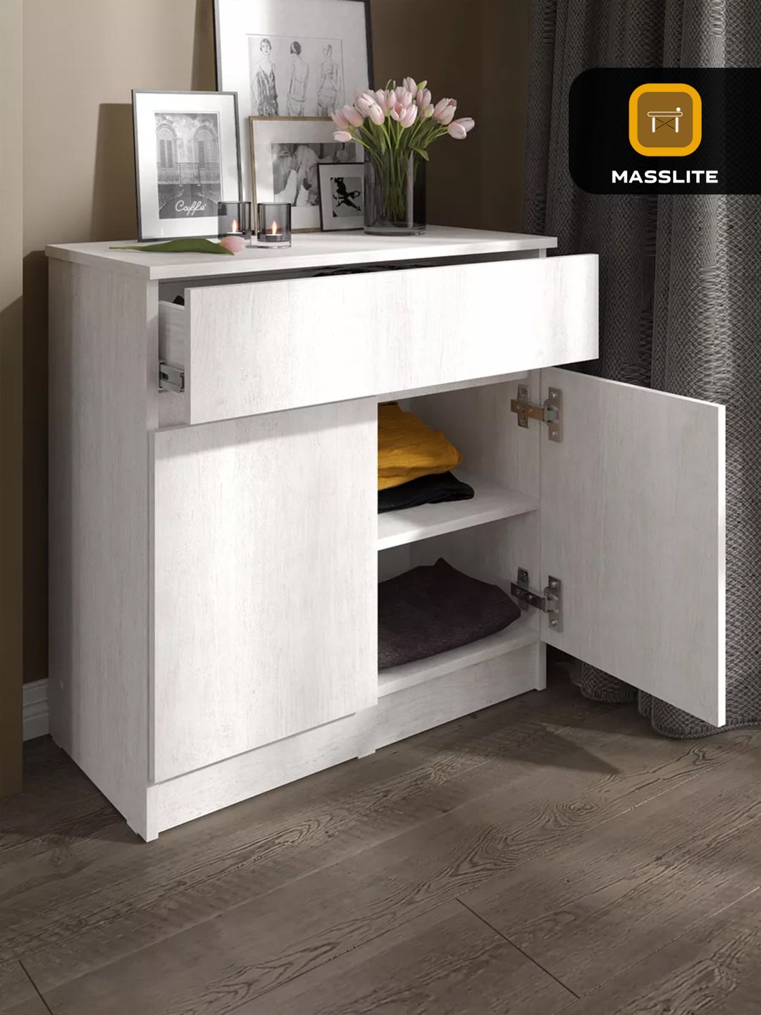 Комод MassLite DD-000956, 70x36x73 см, серый купить,NaN
