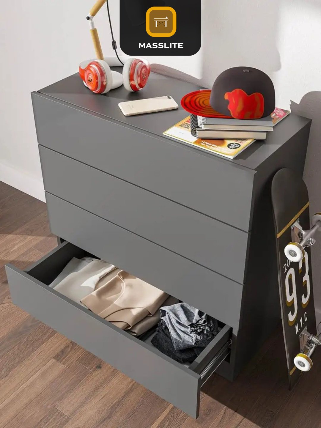 Комод MassLite К-120015, 74x33x75 см, графит купить,NaN