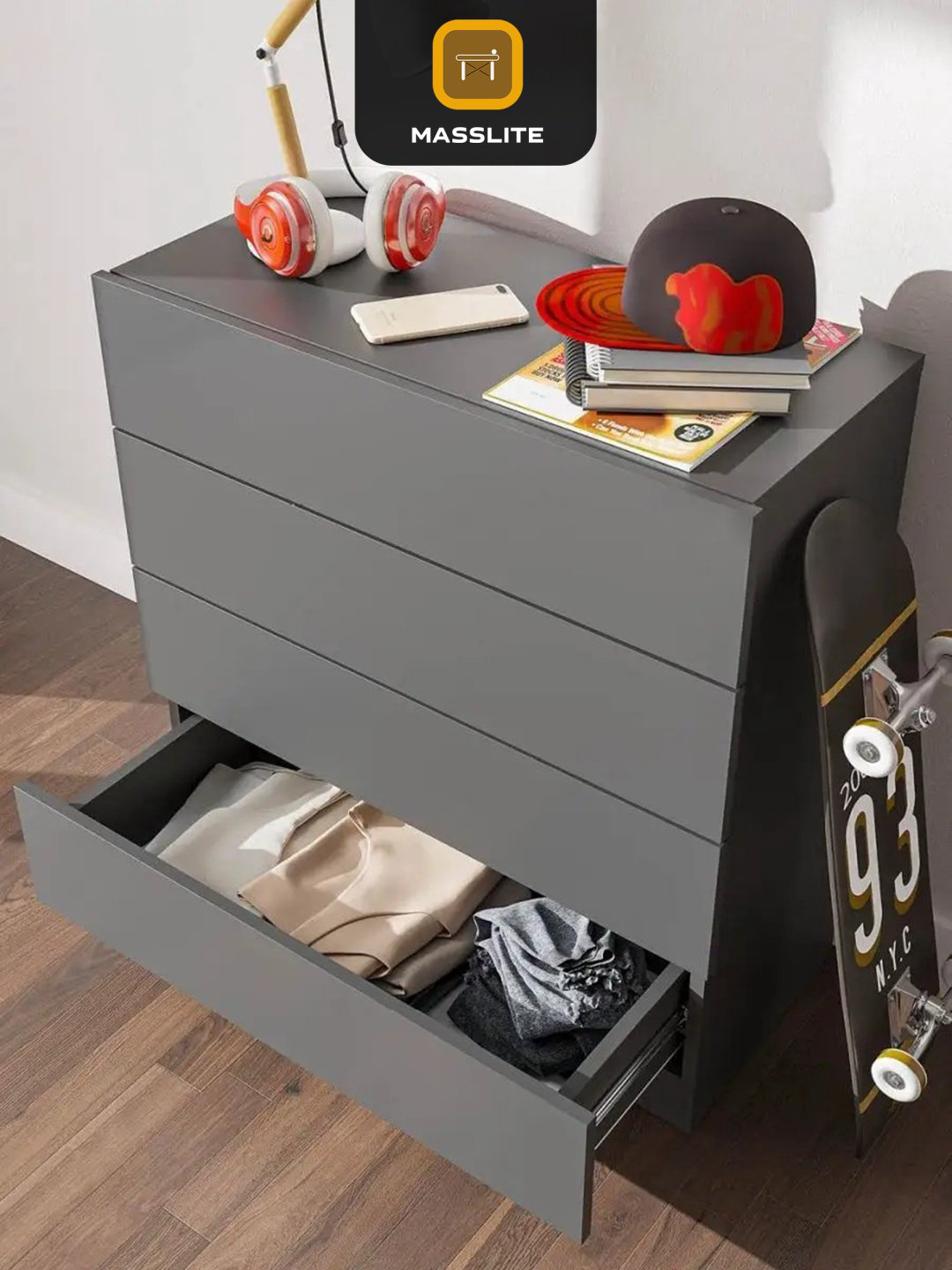 Комод MassLite К-120015, 74x33x75 см, графит купить,NaN