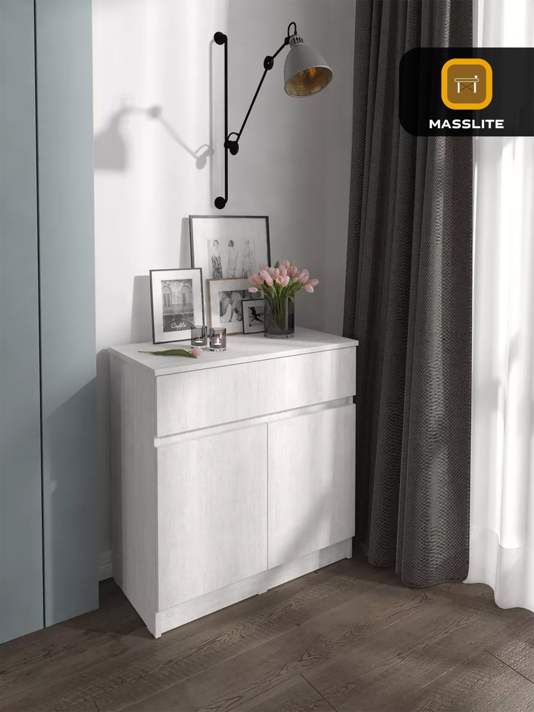 Комод MassLite DD-000956, 70x36x73 см, серый купить,NaN
