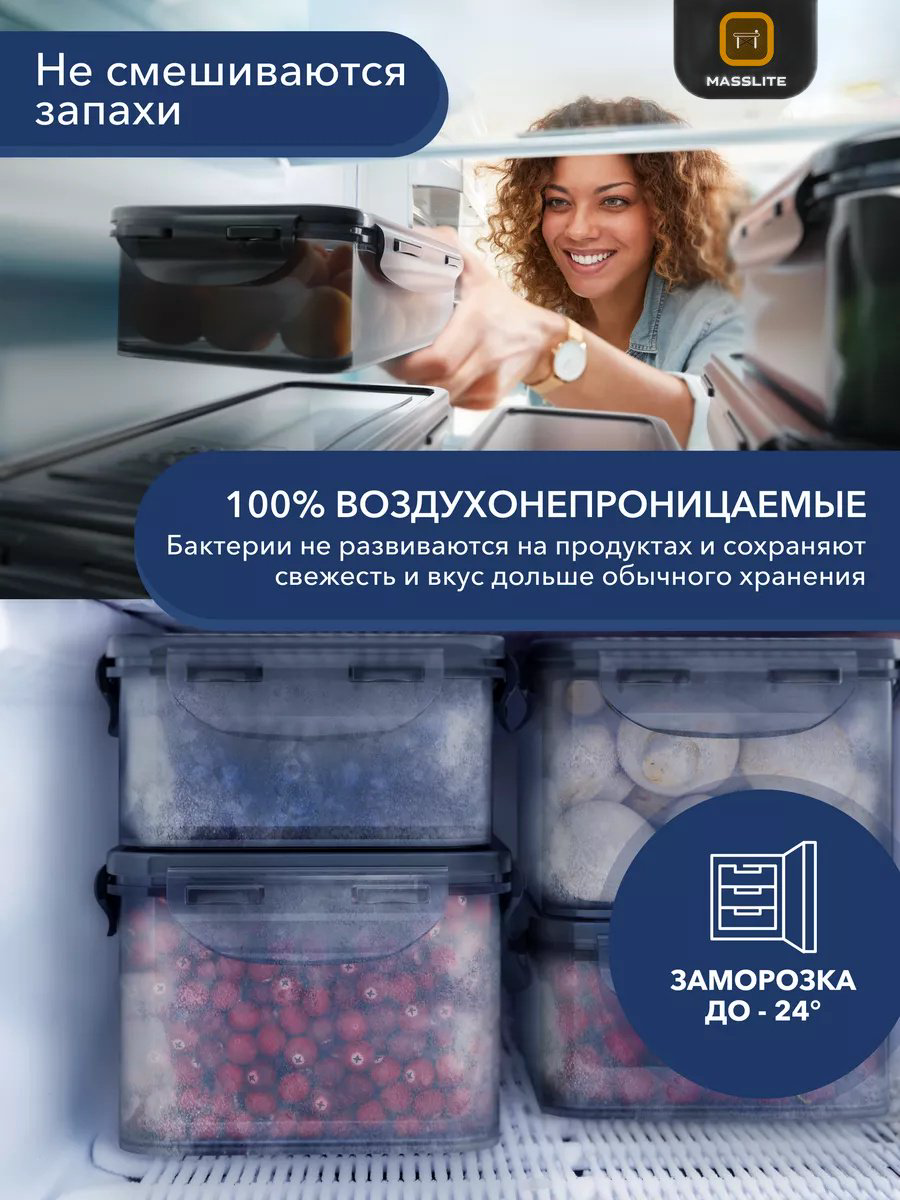 MassLite набор контейнеров МС-100014 9 шт, полипропилен, пластик купить,NaN