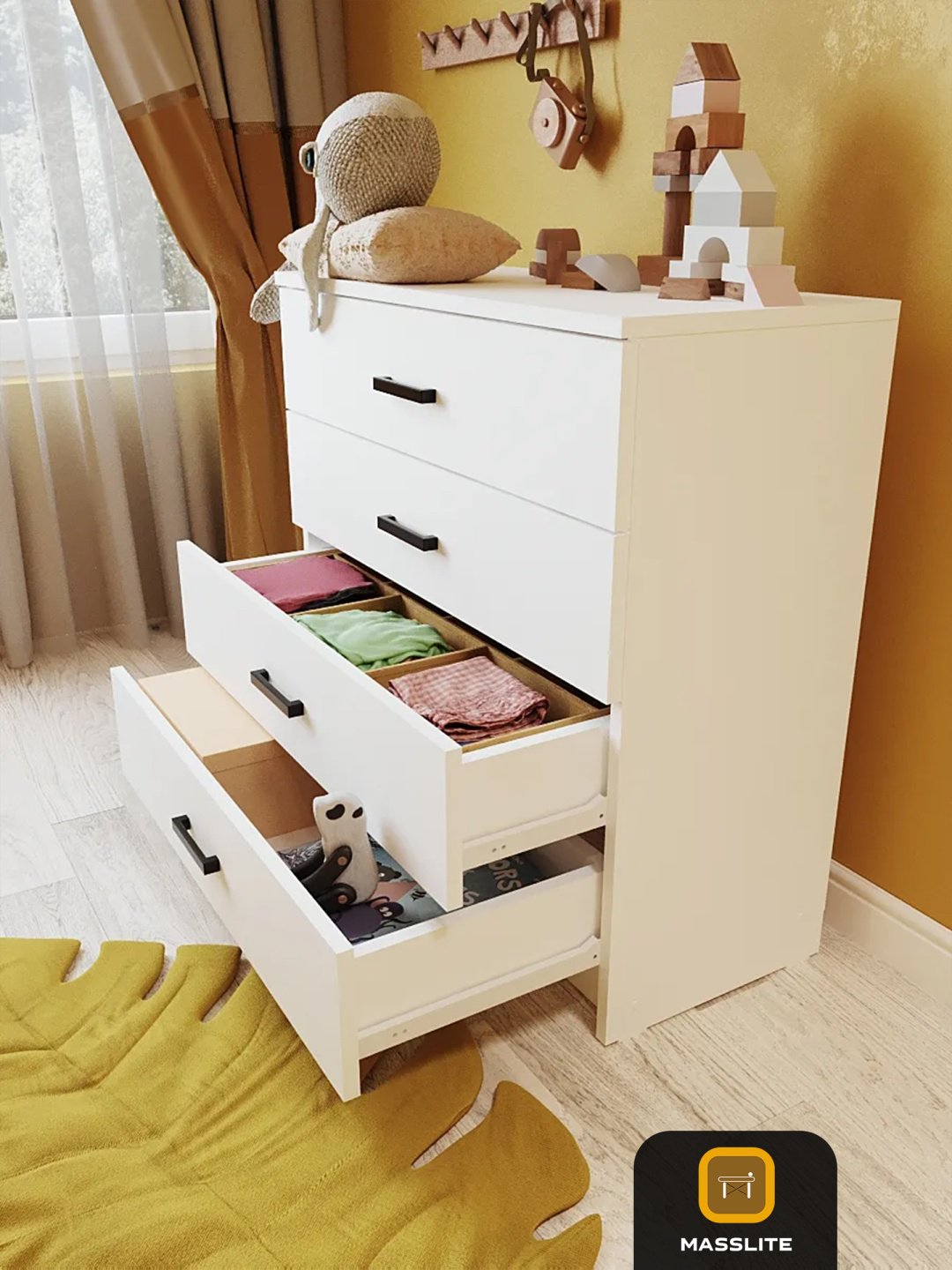 Комод MassLite DD-001794, 73x33x73 см, белый купить,NaN