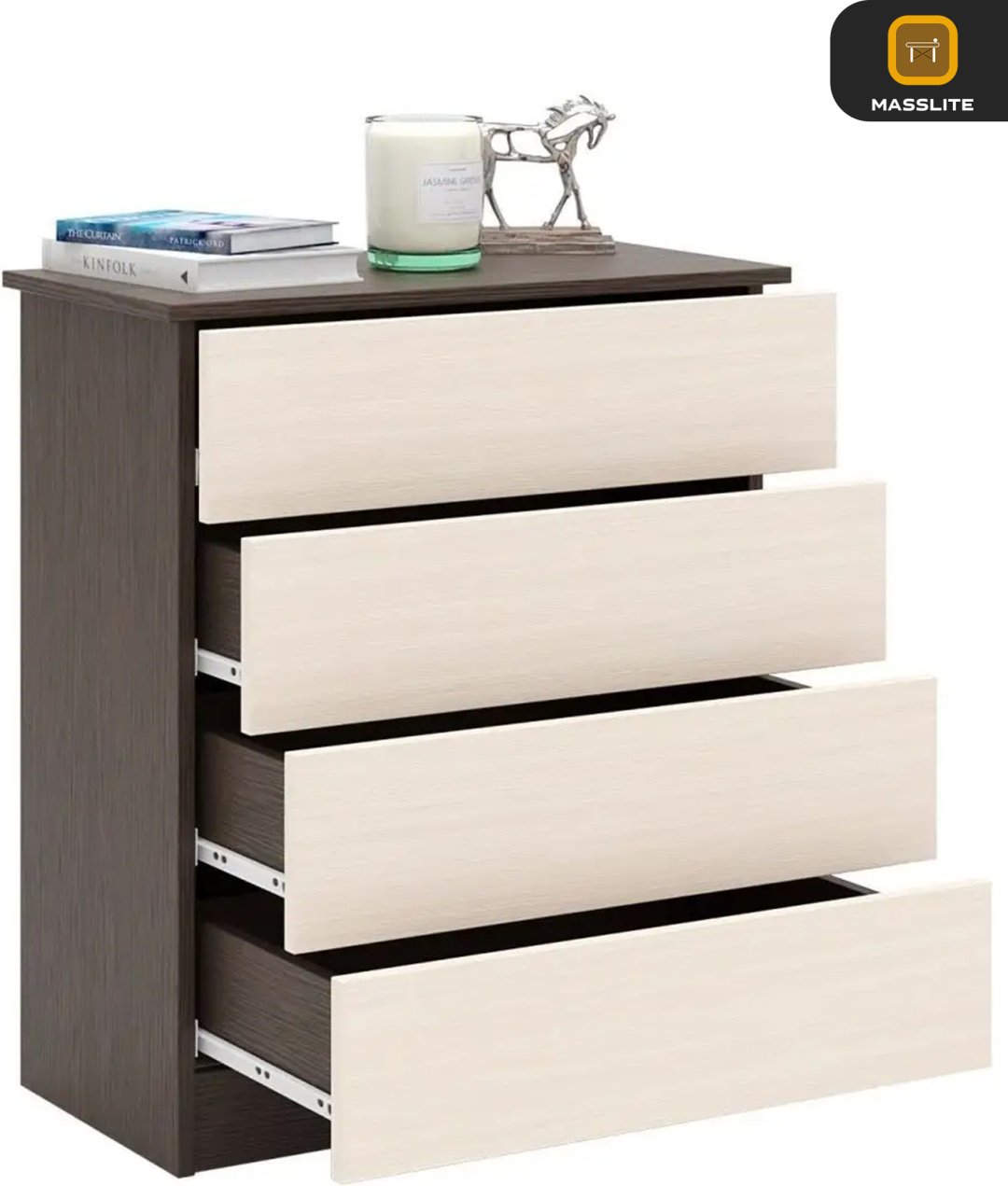 Комод MassLite ZHM-000054, 61.40x32.20x79.4 см, бежевый, темно-коричневый купить,NaN