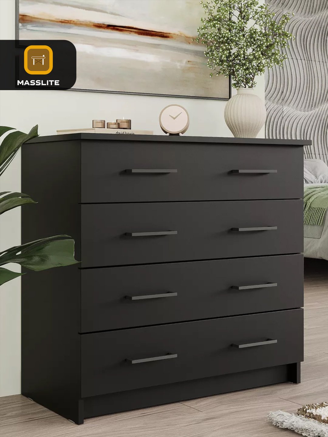 Комод MassLite DD-001092, 75x40x72 см, черный купить,NaN