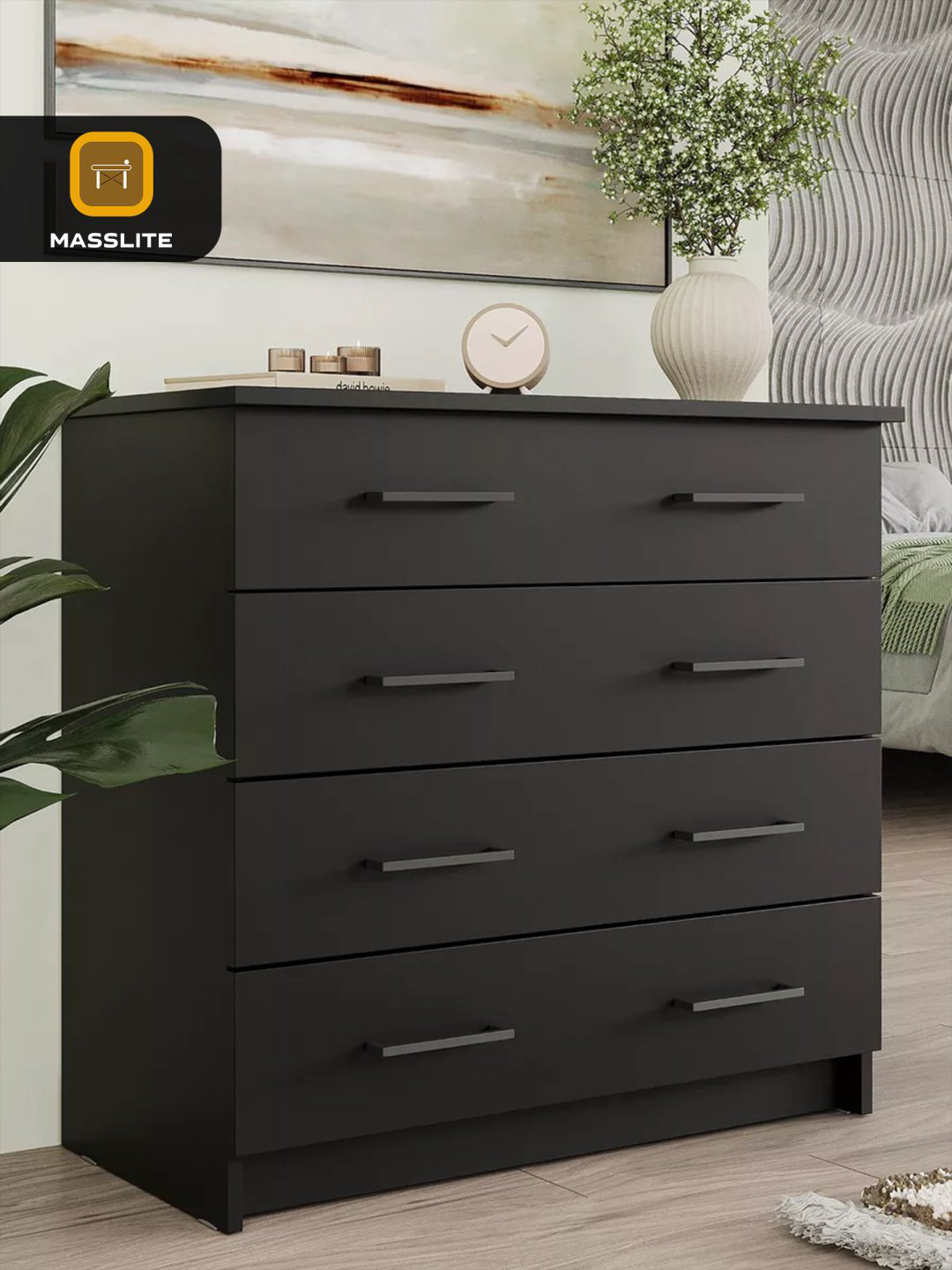 Комод MassLite DD-001092, 75x40x72 см, черный купить,NaN