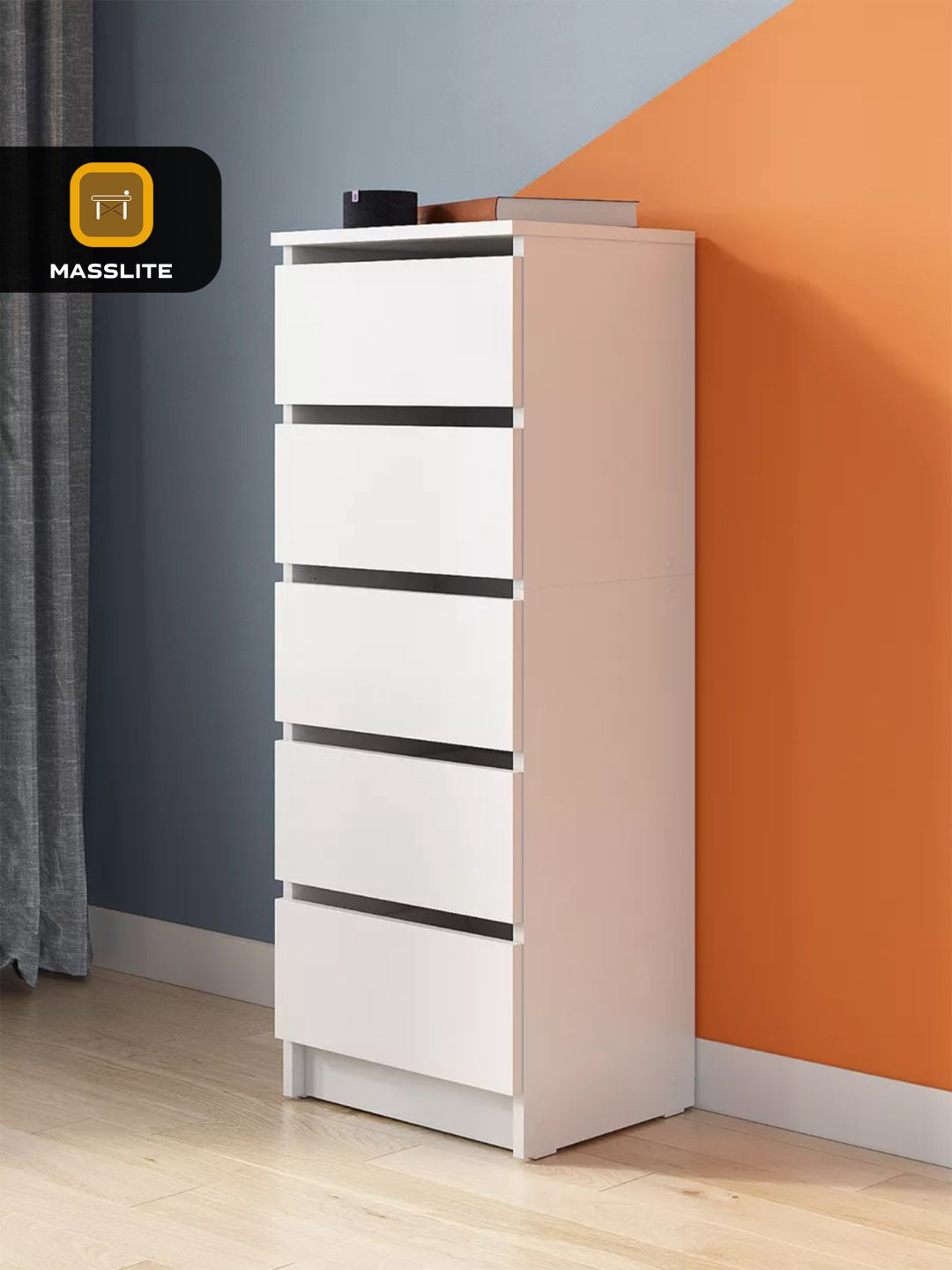 Комод MassLite DD-001276, 40x33x106 см, белый купить,NaN