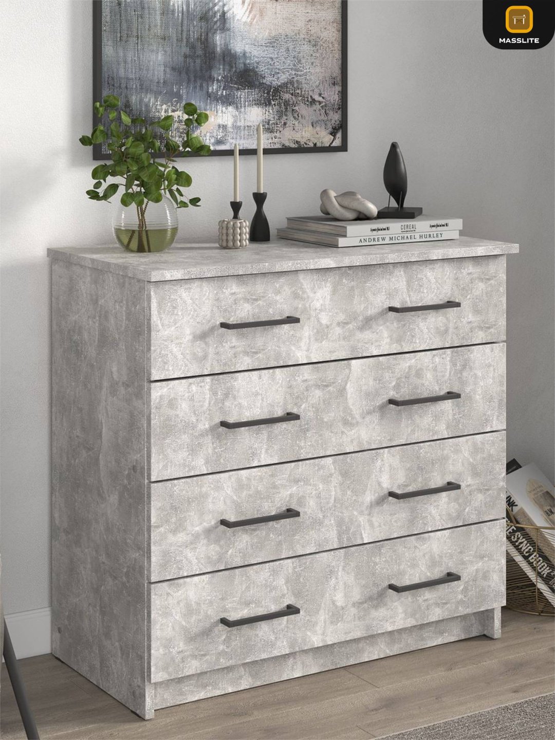 Комод MassLite АМ-1000116, 75x40x72 см, серый, светло серый купить,NaN